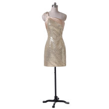 Gold Sequin Real Sample High Quality Prom Evening Dress